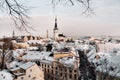 Winter View of the old town of Tallinn.Snow-covered city near the Baltic sea. Estonia Royalty Free Stock Photo