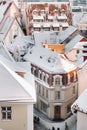 Winter View of the old town of Tallinn.Snow-covered city near the Baltic sea. Estonia Royalty Free Stock Photo