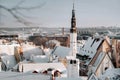 Winter View of the old town of Tallinn.Snow-covered city near the Baltic sea. Estonia Royalty Free Stock Photo