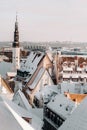 Winter View of the old town of Tallinn.Snow-covered city near the Baltic sea. Estonia Royalty Free Stock Photo