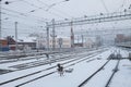 Winter view of the railroad tracks Royalty Free Stock Photo