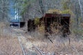 Derelict Rusted Coal Hopper Cars - Abandoned East Broad Top Railroad - Pennsylvania