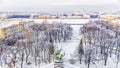 Winter view of the Senate Square in St. Petersburg. panorama fro