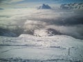 Winter view from the slopes in Alps. Royalty Free Stock Photo