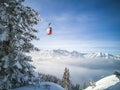 Winter view from the slopes in Alps. Royalty Free Stock Photo