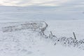 Winter view of snow covered countryside with dry stone wall. Derbyshire, UK Royalty Free Stock Photo