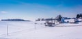 Winter view of snow covered farm fields in rural Carroll County, Maryland. Royalty Free Stock Photo