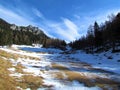 Winter view of snow covered meadow at Zelenica