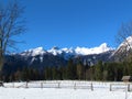 Winter view of snow covered mountain range in Julian alps Royalty Free Stock Photo