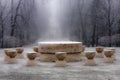 Snow on Table of Silence - masterpiece of Constantin Brancusi Royalty Free Stock Photo