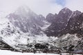 Winter view of the Tatranska Lomnica mountain, with snow