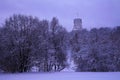 Winter view to Church of John the Baptist in Dyakovo after snowfall, Kolomenskoye, Moscow, Russia