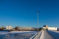 Winter view to Oulu library, theathre and bridge Royalty Free Stock Photo