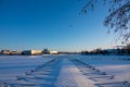 Winter view to the sea and houses of Oulu