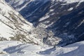 Winter view of the valley and the city of Zermatt Royalty Free Stock Photo