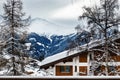 Winter view on the valley in Swiss Alps, Verbier, Switzerland Royalty Free Stock Photo