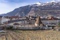 Alps and the cityscape of the medieval swiss town Chur