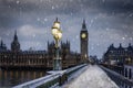 Winter view of the Westminster Bridge and Big Ben clocktower in London Royalty Free Stock Photo