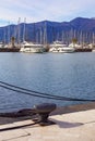 Winter view of yacht marina of Porto Montenegro. Montenegro, Bay of Kotor, Tivat city Royalty Free Stock Photo