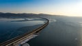 Winter views of The Amur Bay Bridge photographed on a drone