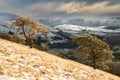 Winter views from Great Mell Fell in the Lake District.