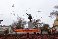 Communist rally on the station square in Vladivostok.