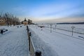 Winter Volga embankment in Rybinsk Royalty Free Stock Photo