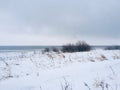 Snow, winter, lake Ilmen, landscape, panorama, backgrounds, painting
