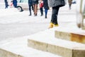 Winter Walk in Yellow Leather Boots Royalty Free Stock Photo