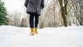 Winter Walk in Yellow Leather Boots Royalty Free Stock Photo