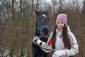 Winter walks with horse Royalty Free Stock Photo