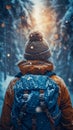 Winter wanderings Travelers embarking on journeys to breathtaking snowy destinations Royalty Free Stock Photo