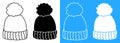 Winter warm knitted wool hat. Winter clothing for cold weather. Caring for the health of children. Vector icon