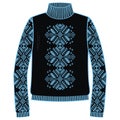 Winter warm sweater handmade, svitshot, jumper for knit, black and blue color. Design - snowflakes jacquard pattern.