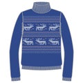 Winter warm sweater handmade, svitshot, jumper for knit, black color. Design - snowflakes, reindeer jacquard pattern.