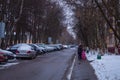 Green Alley of Sacco and Vanzetti Streets in the city of Korolev.