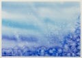 Winter watercolor background with falling snow splash texture. C Royalty Free Stock Photo