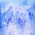 Winter watercolor background with snow splash texture. Royalty Free Stock Photo