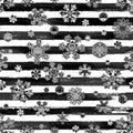 Winter watercolor hand drawn striped seamless pattern print with snowflakes