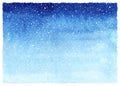 Winter watercolor horizontal gradient texture with snow Royalty Free Stock Photo