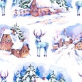 Winter watercolor seamless background Royalty Free Stock Photo