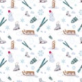 Winter watercolor seamless pattern