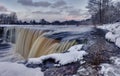 Winter waterfall in Estonia. Jagala juga.