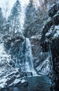 Winter waterfall in forest