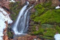 Winter Waterfall and Melting Snow Royalty Free Stock Photo