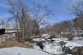 Winter Waterfall with Snow in Pennsylvania Royalty Free Stock Photo