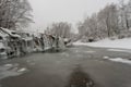 Winter Waterfalls in the Carpathian Mountains.