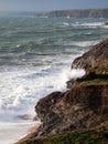 Cornwall Coast Winter Waves Royalty Free Stock Photo