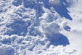 Winter weather landscape of a snow bank of freshly shoveled snow