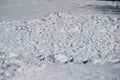 Winter weather landscape of a snow bank of freshly shoveled snow